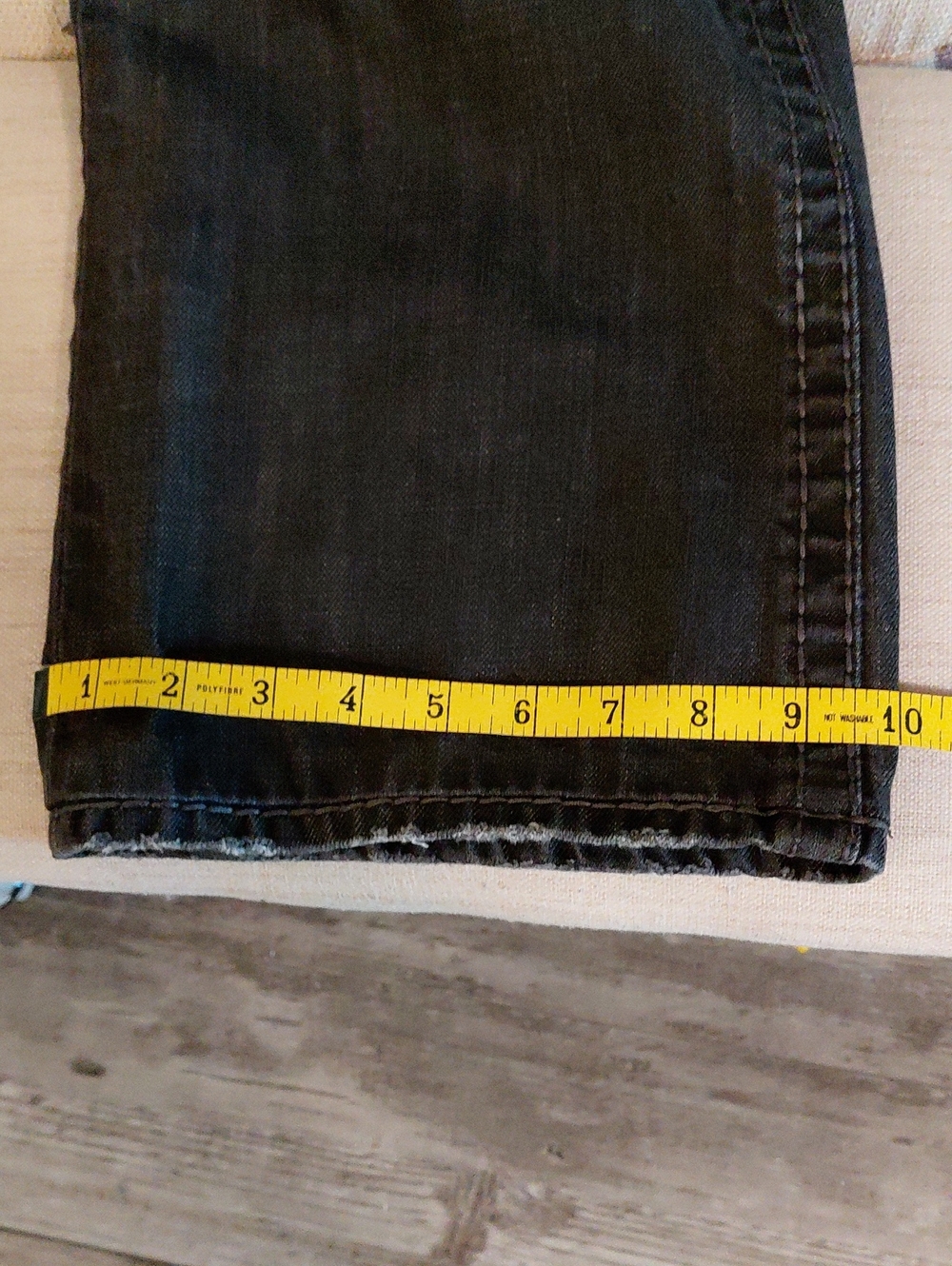 MEC DENIM Men's Black Distressed Jean. NATAL BOOTCUT Size 34X34 Button Fly - Picture 15 of 15